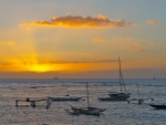 Boats at an amazing sunset