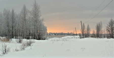 Sunset at winter - winter, amazing, sunset, snow