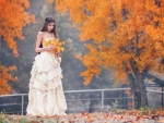 Girl looking at the leaves