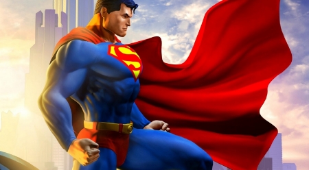 Superman Man Of Steel - cape, superman, city, DC Comics