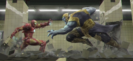 Ironman vs Chitauri - new york, the avengers, subway, fighting