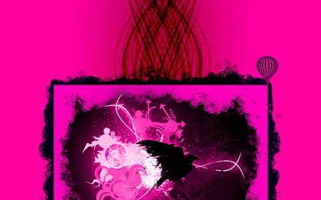 Phy - abstract, cool, pink, grunge, brush, bird