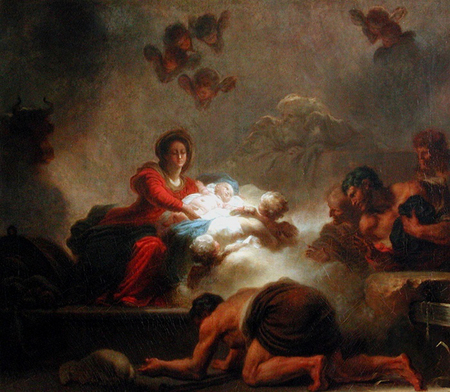 L'adoration des Bergers by Fragonard - painter, pretty, jesus, christ, female, great, christianity, angel, god, peace, religious, face, nice, other, beauty, religiously, louvre, wonderful, picture, museum, amazing, angels, jesus christ, paris, prayer, lord, colored, color, france, painted, fragonard, beautiful, spiritual, religion, cool, colorful, awesome, painting, woman, virgin