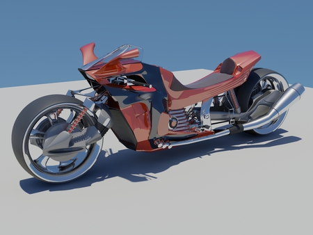 Red Monster - chopper, bike, digiart, superbike