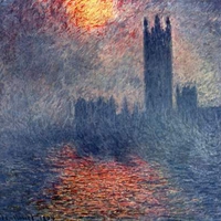 The Parliament of London at sunset by Monet