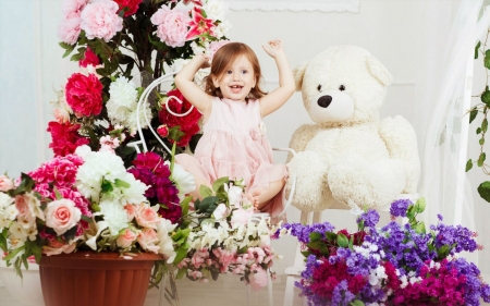 little girl - fun, people, studio, belle, sightly, white, face, childhood, fair, little, bonny, adorable, child, set, beautiful, pink, sweet, feet, nice, beauty, photography, pretty, baby, cute, kid, dainty, girl, seat, bear, lovely, pure, comely, play, desktopnexus, smile, blonde, flower