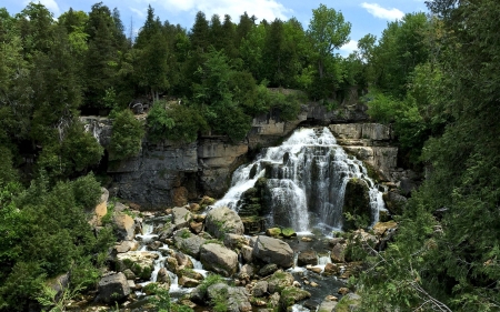 Inglis Waterfall, Bruce Peninsula, Ontario, Canada - canada, nature, forest, waterfall