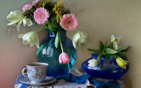 Still Life - bouquet, flowers, still life, vase