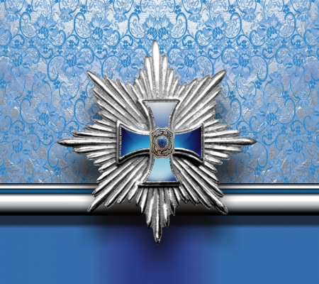 Blue Cross emblem - beauty, white, star, abstract, art, silver, beautiful, blue, medal, emblem