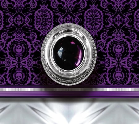 Purple Medal - abstract, beautiful, beauty, jewel, dark, black, medal, purple, amathyst, silver, circule