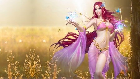 Pink Fantasy Girl - beautiful, serene, girl, pink, cg, fantasy, digital, woman, art