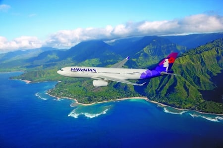 To the Hawaii - mountains, hawaii, plane, sea