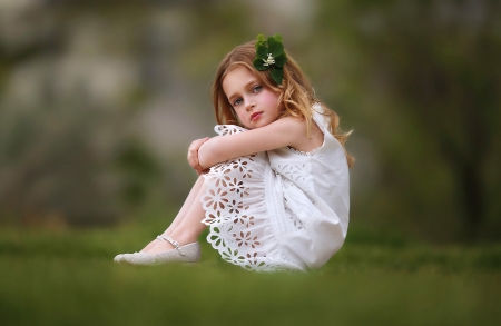 A small girl  - white dress - dress, girl, white, A small