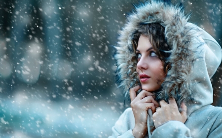 Let it Snow - snow, girl, fur, winter