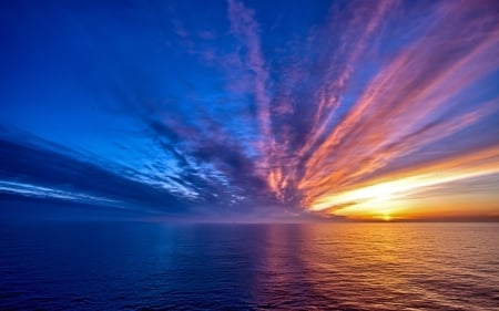 What a wonderful God created !! - sunset, sea, sun, clouds