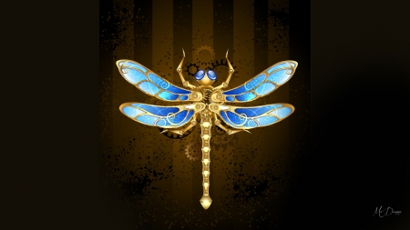 Jeweled Dragonfly - Firefox Persona theme, jewels, fashion, gold, lapiz, dragonfly