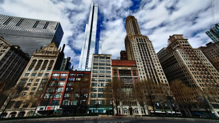 Michigan Avenue, Chicago 1 - scenery, USA, photography, photo, cityscape, architecture, Illinois, wide screen, Chicago