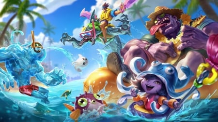 Pool Party Zac, Reksai, Draven, Dr Mundo, Lulu - lulu, draven, reksai, pool party zac, dr mundo