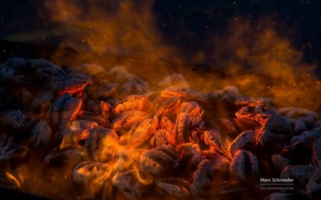 Glowing charcoral - burn, abstract, fire, photography, flames, wallpaper