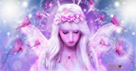 ~Magic Pink Butterflies~ - butterflies, creative pre-made, digital art, models, weird things people wear, photomanipulation, fairies, butterfly designs, fantasy, wings, love four seasons