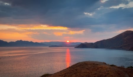 Wonderful sunset - sunset, sea, clouds, sun