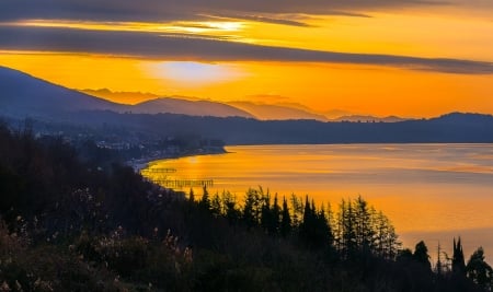 Splendor our planet - sea, city, sunset, beach