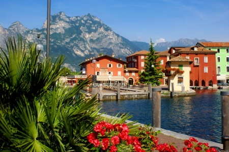 Nago-Torbole, lake Garda, Italy - summer, town, beautiful, travel, rest, mountain, village, view, Italy, lake, houses