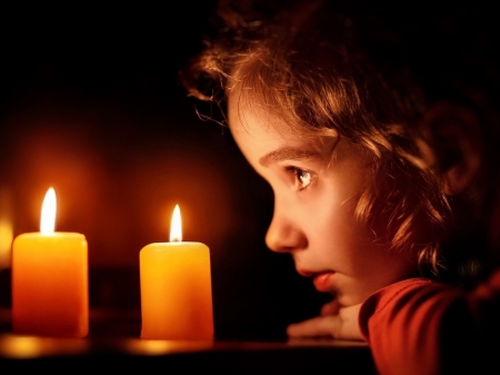 Looking Sad - night, girl, burn, candles