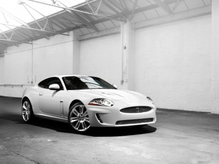 jaguar xkr - white, british, coupe, jaguar