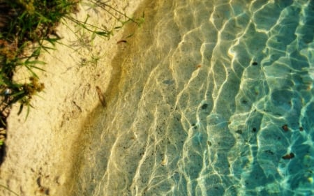 summer beach - water, beach, sand, grass