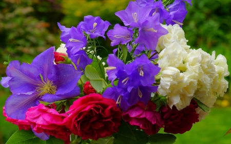 Flower Mix - blossoms, peonies, bouquet, colors, bluebell