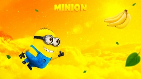 Minions (2015) - yellow, blue, Minions, banana, fantasy, glasses, funny, fruit, movie, cute