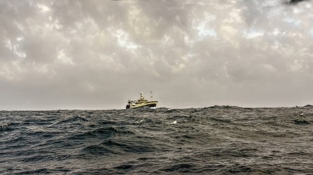 Ocean - ship, ocean, sea, clouds