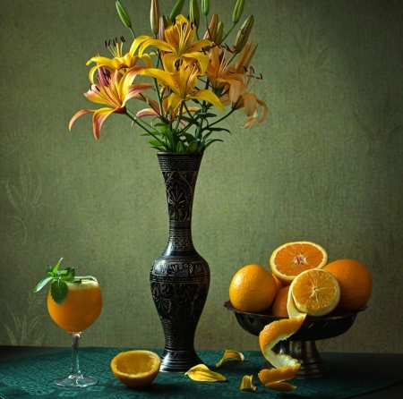 Yellow - flower, yellow, still life, lemon