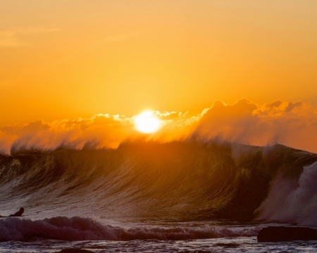 Ocean Sunset - clouds, sunset, ocean, nature, waves, surfing