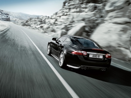 jaguar xkr s - black, road, jaguar, british