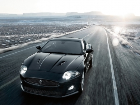 jaguar xkr s - black, road, jaguar, british