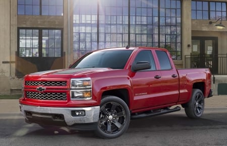 2015-Chevrolet-Silverado Rally Edition - black stripes, bowtie, gm, red