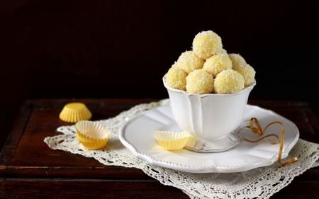 Dessert - food, coconut balls, sweets, dessert