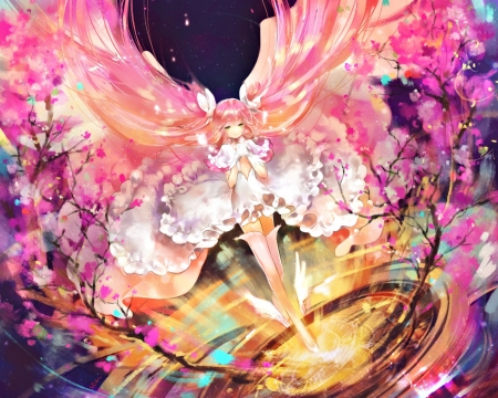 Kaname Madoka - anime, ultimate madoka, girl, angel, pink, pukozin, manga, kaname madoka, wings, art, seal