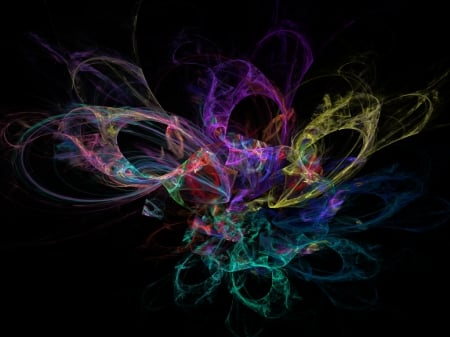 shiny happy - fractal, colors, black, pretty