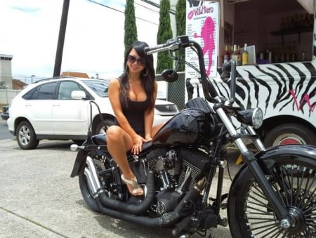 Cute - chick, biker, motorcycle, babe