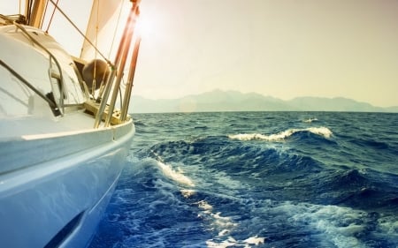 boat on sea foam - sea, ocean, foam, boat