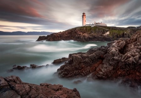 Lighthouse Point - sky, clouds, cliff, stones, sea