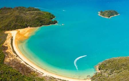 Tropical Beach - beach, ocean, coast, boat