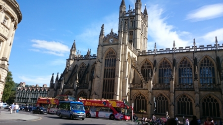 Bath Abbey - city, tourists, abbey, bath