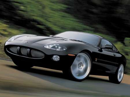 jaguar xkr coupe - black, jaguar, coupe, british