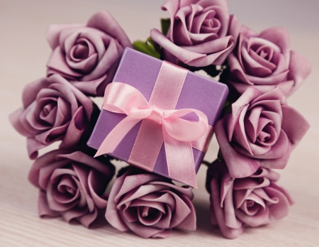 Happy Mother's Day! - flower, purple, box, bow, rose, pink, mother, gift