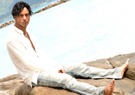 Gabriel Garko - summer, gabriel garko, model, beach, actor, blue, italian, white, man