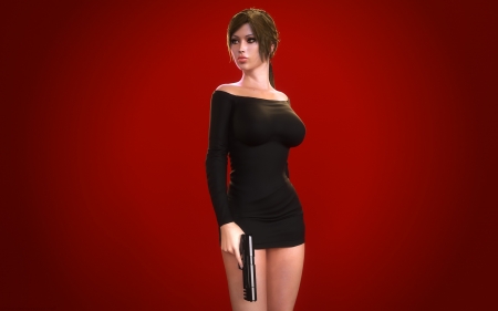 SEXY LARA CROFT! - young, girl, gun, with